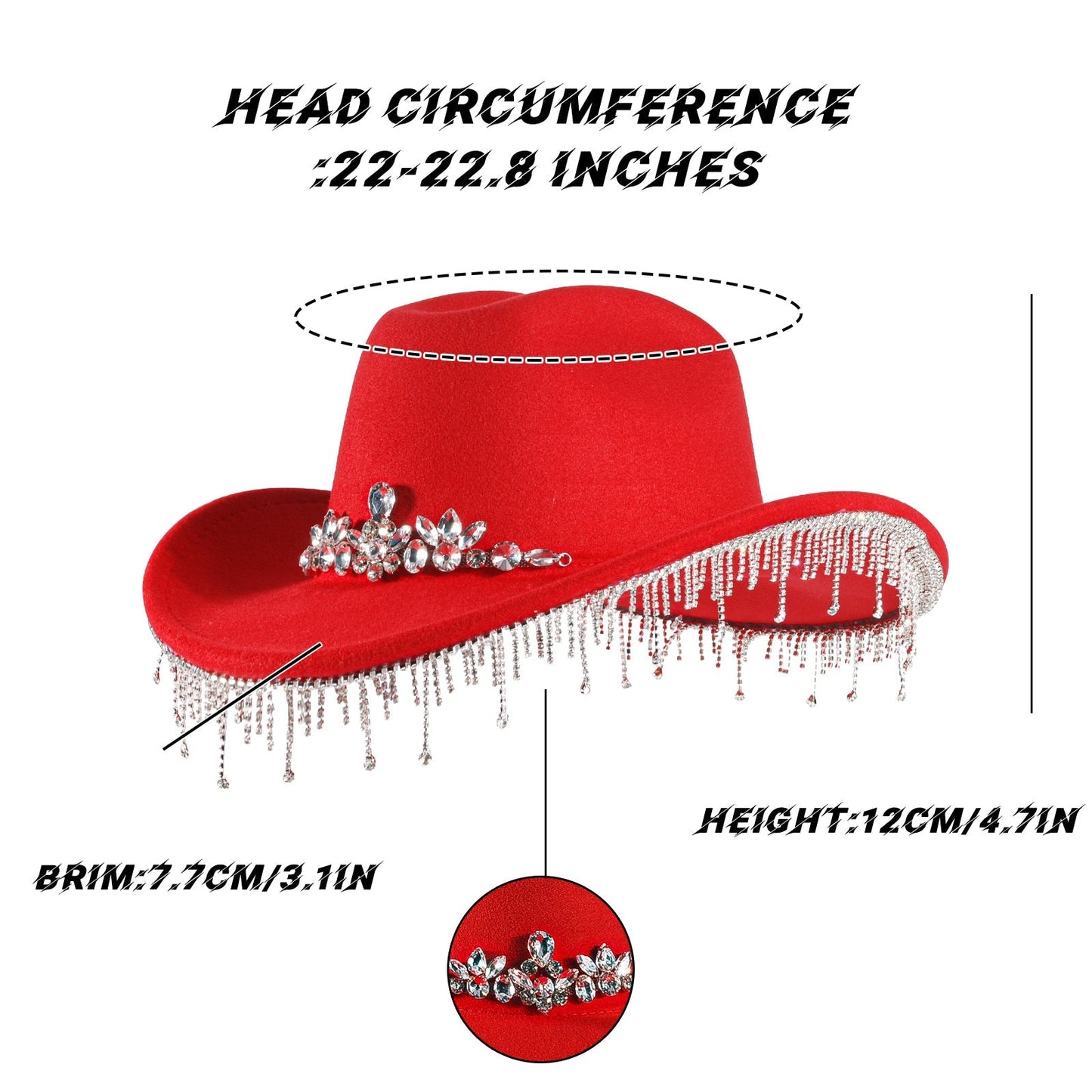 Womens Rhinestone Cowgirl Cowboy Hat