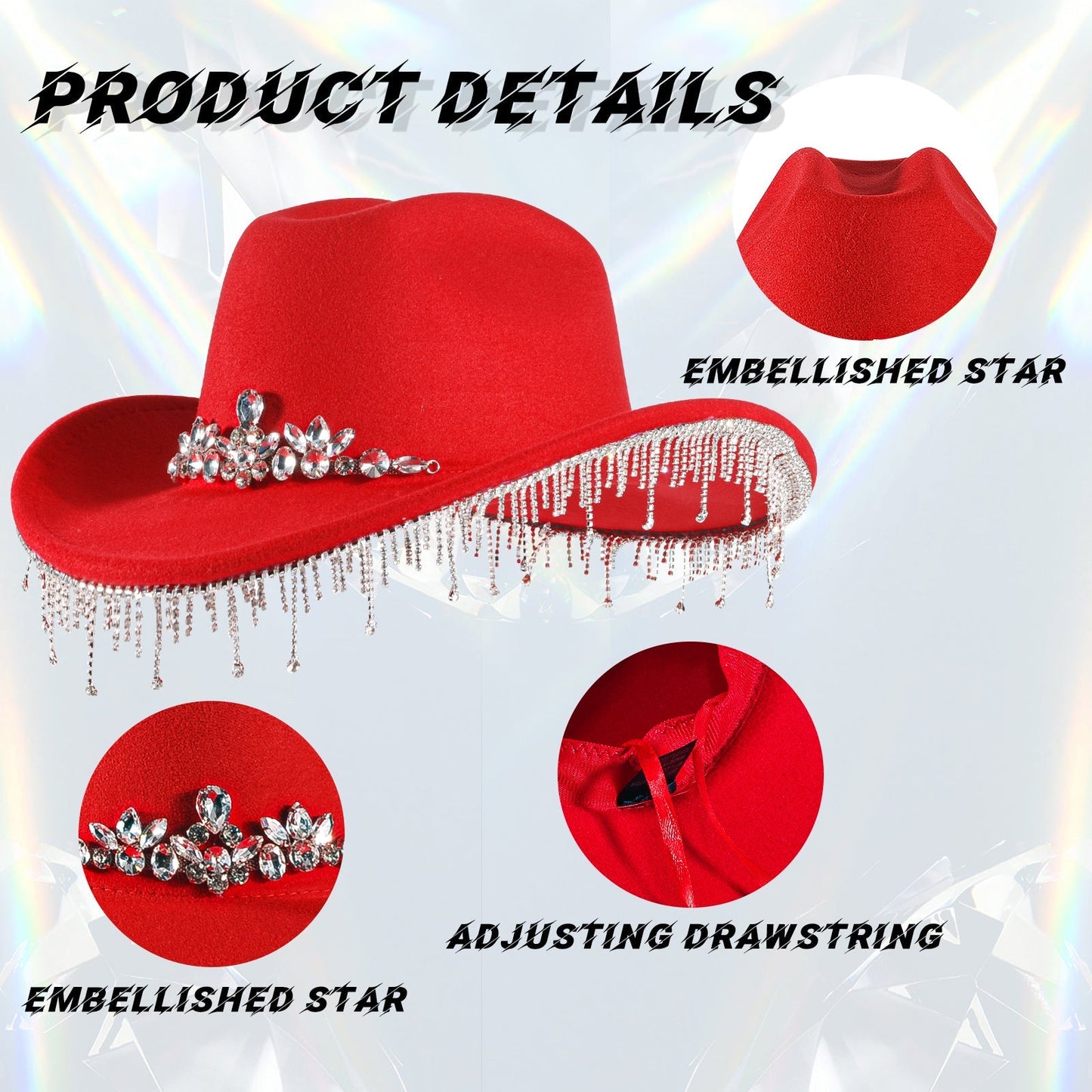 Womens Rhinestone Cowgirl Cowboy Hat