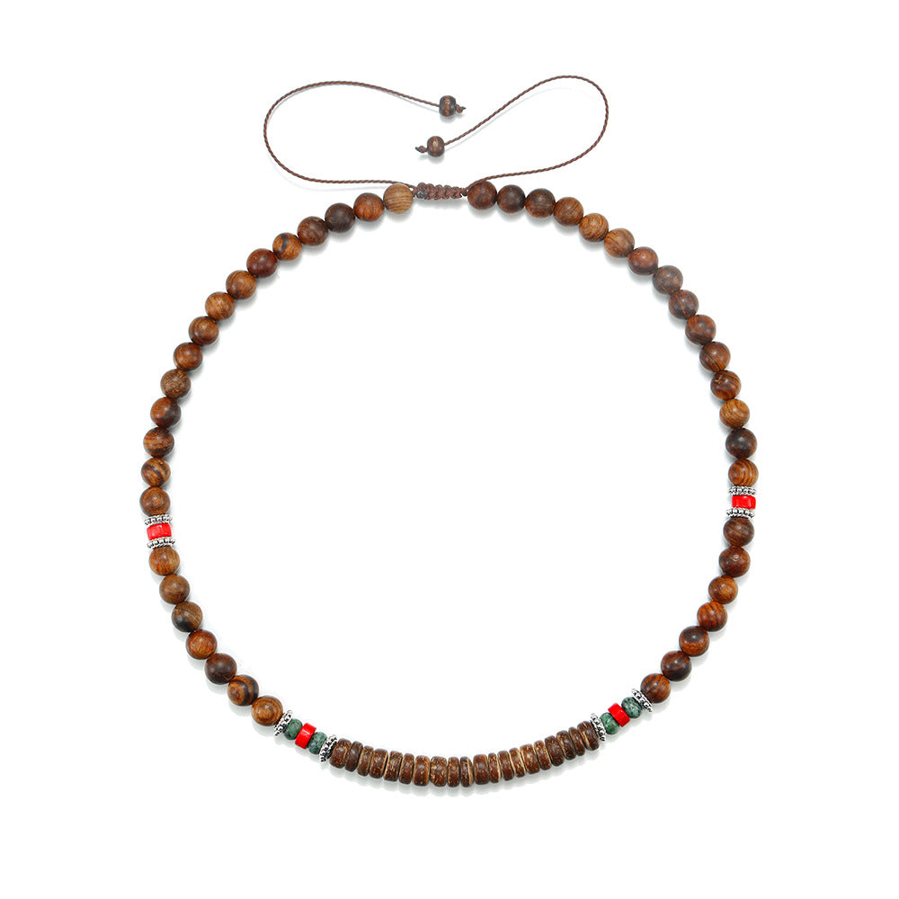 Wooden Bead Turquoise Necklace